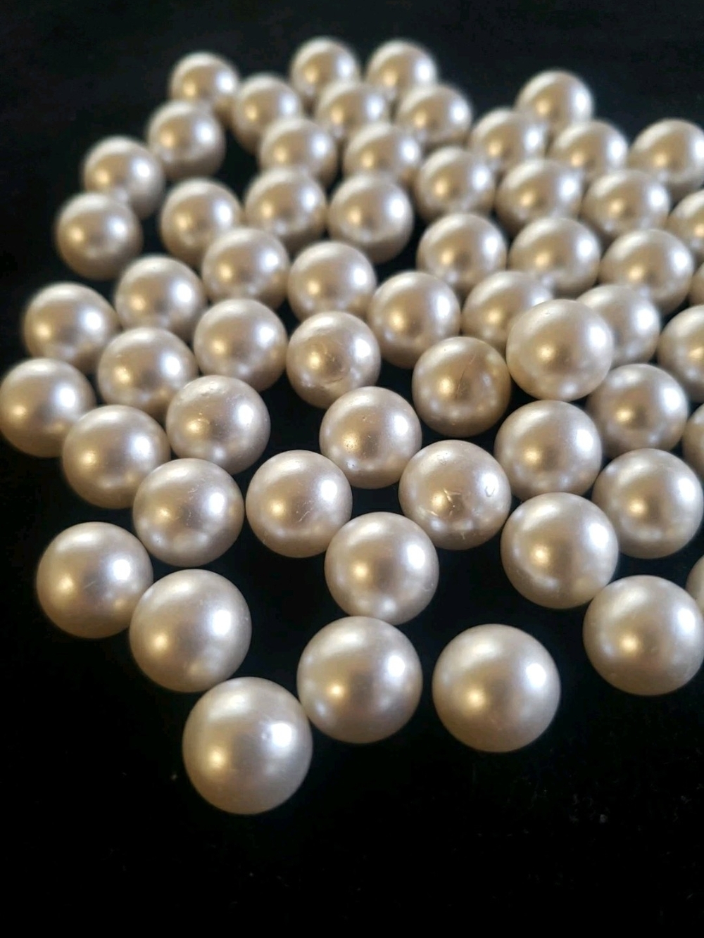 Lot Of 60 Faux White Pearls, Undrilled, No Hole